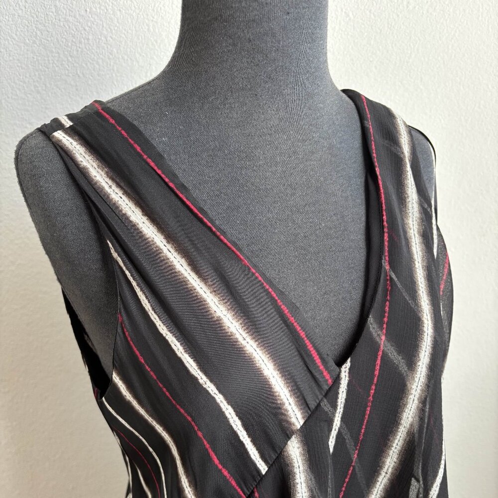 Halston sleeveless Asymmetrical Hem Dress with Overlay